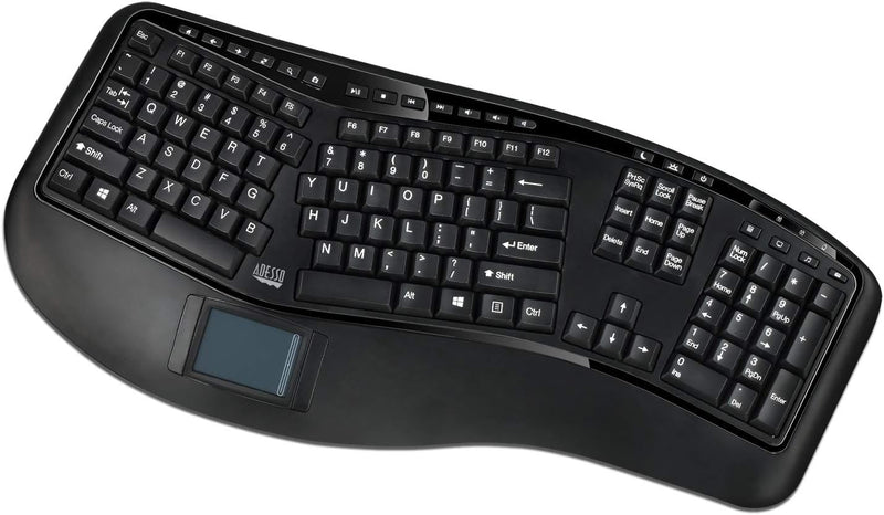 Adesso 2.4GHz Wireless Tru-Form Media 3D  Ergonomic  Touchpad Keyboard, with  sp