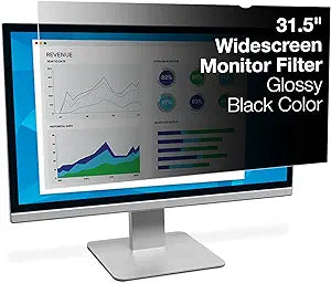 3M Privacy Filter for 31.5in Monitor, 16:9, PF315W9B Black, Matte