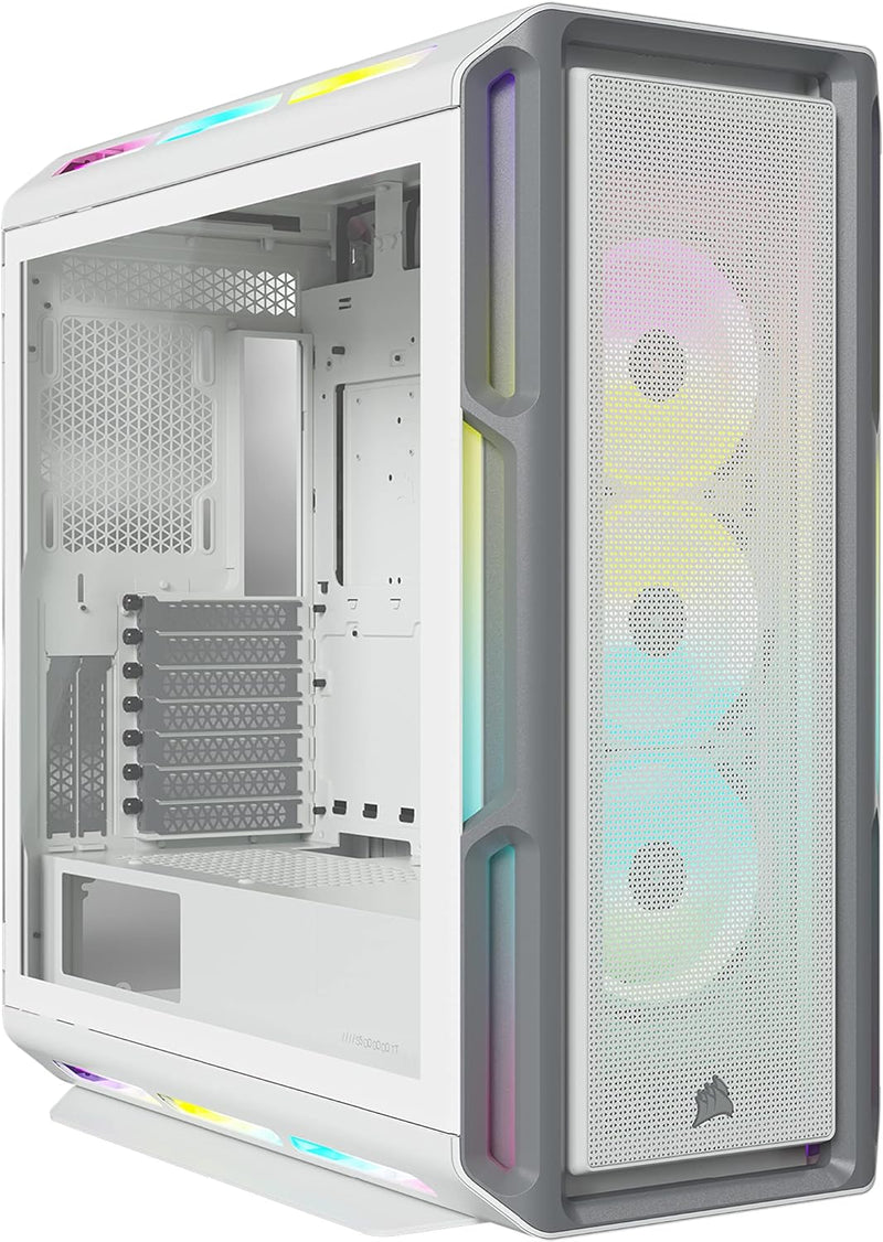 Boîtier PC ATX moyenne tour Corsair iCUE 5000T RGB en verre trempé - Blanc