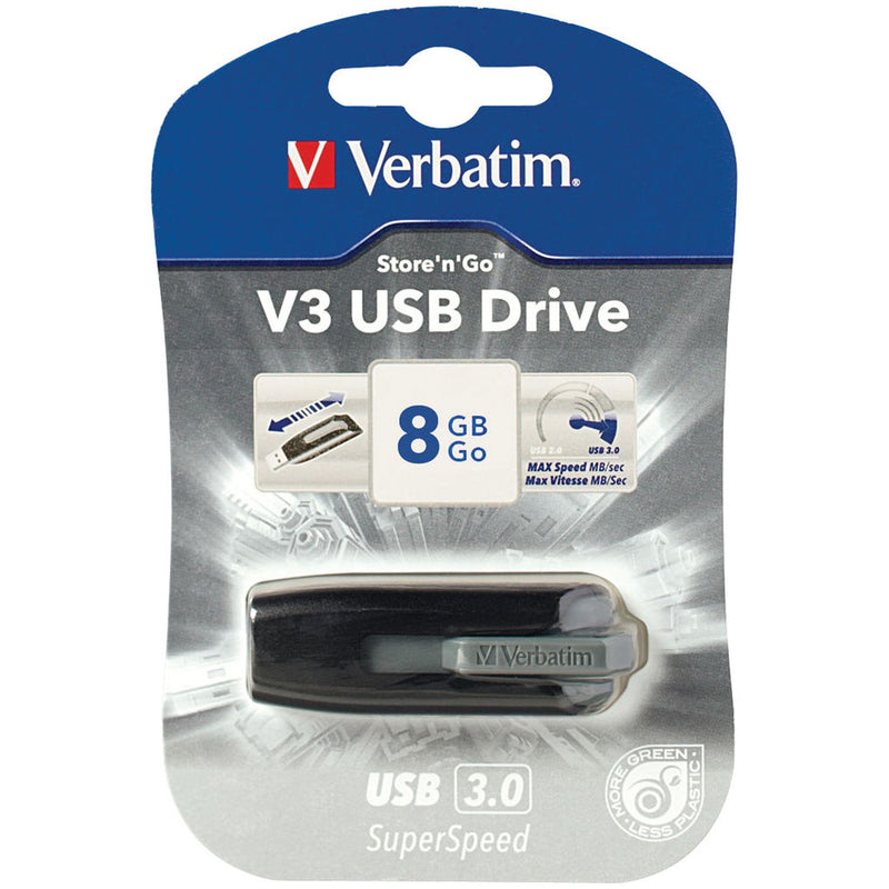 Verbatim 8GB Store 'n' Go V3 USB 3.0 Flash Drive - Gray