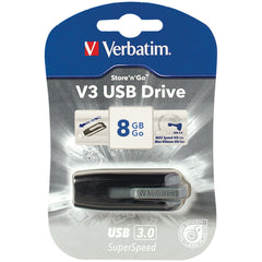 Verbatim 8GB Store 'n' Go V3 USB 3.0 Flash Drive - Gray