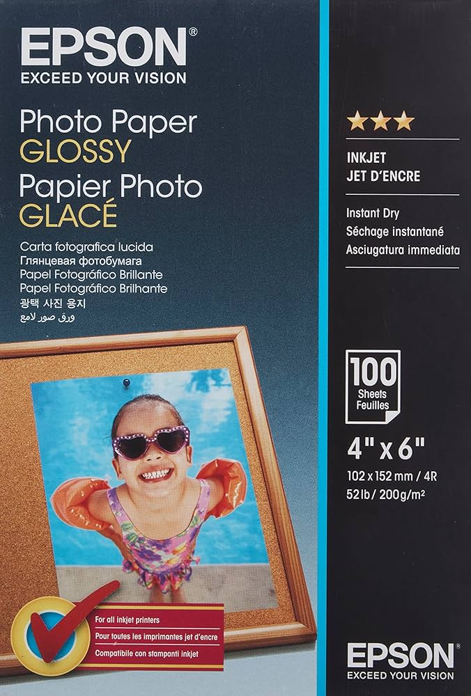 Papier photo brillant – 4 x 6 pouces – 100 feuilles par paquet