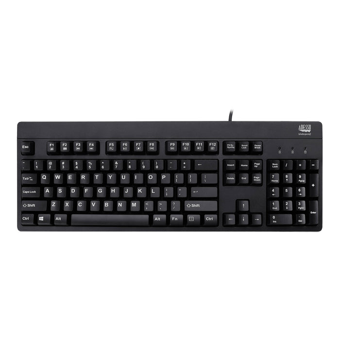 Adesso IP67 rated Waterproof, antimicrobial  multimedia USB keyboard with 2X pri