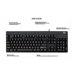 Adesso IP67 rated Waterproof, antimicrobial  multimedia USB keyboard with 2X pri