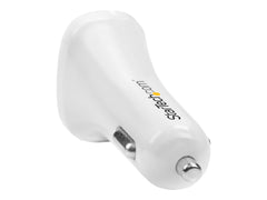 Star Tech.com Dual Port USB Car Charger - White - High Power 24W/4.8A - 2 port USB Car Charger - Charge two tablets at once