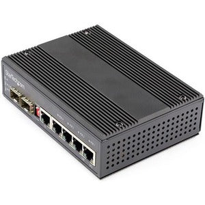 StarTech.com Switch Ethernet Gigabit industriel 6 ports avec 4 PoE RJ45 + 2 emplacements SFP 30 W 802.3at PoE+ 12-48 VDC 10/100/1000 Mbps -40C à 75C 