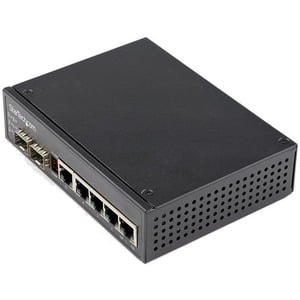StarTech.com Switch Ethernet Gigabit industriel 6 ports 4 PoE RJ45 + 2 emplacements SFP 30 W PoE + 48 VDC 10/100/1000 Mbps -40C à 75C avec connecteur DIN