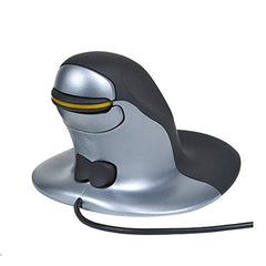 Posturite Penguin Ambidextrous Vertical Mouse for PC/Mac, Small Size, Corded, Bl