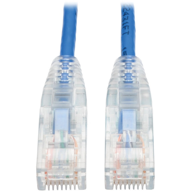 Tripp Lite Cat6 Gigabit Snagless Molded Slim UTP Patch Cable (RJ45 M/M), Blue, 2ft