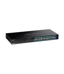 TRENDnet Switch PoE+ Gigabit 26 ports, 24 ports PoE+ 30 W, 2 emplacements SFP Gigabit, budget PoE 380 W, capacité de commutation 52 Gbit/s, montable en rack 1U 19