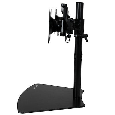 StarTech.com Support pour double écran, horizontal, pour écrans VESA jusqu'à 24" (17,6 lb/8 kg), noir, support d'écran réglable, acier et aluminium