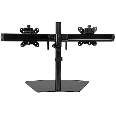 StarTech.com Support pour double écran, horizontal, pour écrans VESA jusqu'à 24" (17,6 lb/8 kg), noir, support d'écran réglable, acier et aluminium