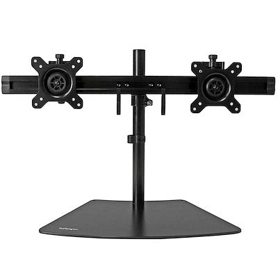 StarTech.com Support pour double écran, horizontal, pour écrans VESA jusqu'à 24" (17,6 lb/8 kg), noir, support d'écran réglable, acier et aluminium