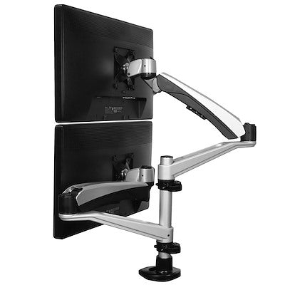 StarTech.com Bras pour double moniteur de bureau, mouvement complet, support double haut de gamme pour moniteurs à montage VESA jusqu'à 30" (19,8 lb/9 kg), sans outil