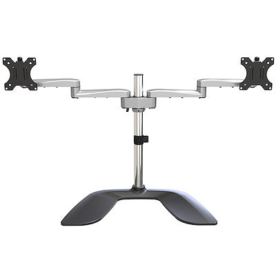 StarTech.com Support double pour écran, support ergonomique pour écran de bureau pour écrans VESA jusqu'à 32" (17,6 lb/8 kg), autoportant réglable, argent