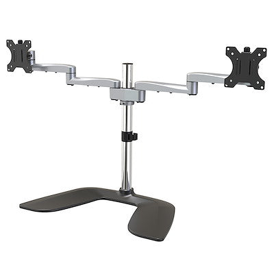 StarTech.com Support double pour écran, support ergonomique pour écran de bureau pour écrans VESA jusqu'à 32" (17,6 lb/8 kg), autoportant réglable, argent