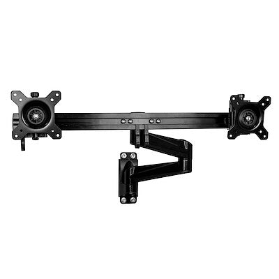 StarTech.com Bras mural pour double écran, support mural ergonomique articulé VESA pour 2 écrans de 24" (11 lb/5 kg), barre transversale réglable