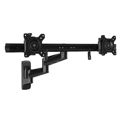 StarTech.com Wall Mount Dual Monitor Arm, Articulating Ergonomic VESA Wall Mount for 2x 24" (11lb/5kg) Screens, Adjustable Crossbar