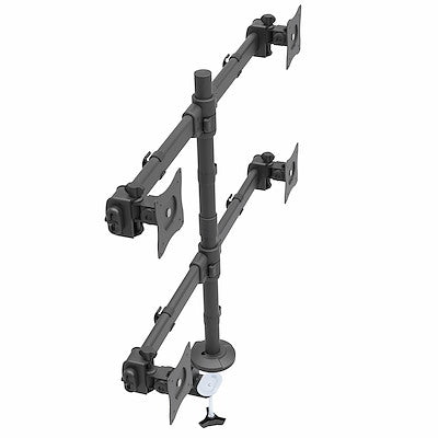 StarTech.com Bras pour écran quadruple support de bureau, 4 écrans VESA jusqu'à 27" (17,6 lb/8 kg), support de poteau articulé ergonomique réglable en hauteur 