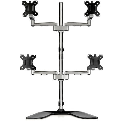 StarTech.com Support pour écran quadruple, bras de bureau VESA 4 pour écrans jusqu'à 32" (17,6 lb/8 kg), support sur poteau articulé ergonomique, réglable