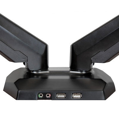 StarTech.com Dual Monitor Arm, USB Hub and Audio Ports in Base, Monitors up to 32" (17.6lb/8kg), VESA Monitor Stand Desk Mount