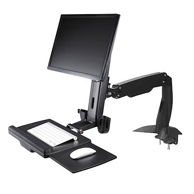 Desk mount sit-stand monitor arm supports single VESA display up to 34in (17.6lb