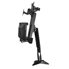 Desk mount sit-stand dual monitor arm supports VESA mount displays up to 24-in (