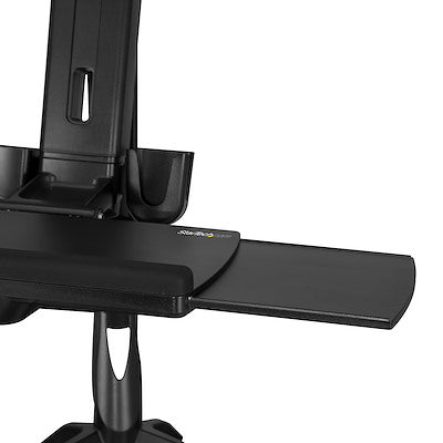 Desk mount sit-stand dual monitor arm supports VESA mount displays up to 24-in (