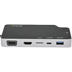 StarTech.com Adaptateur multiport USB C, USB-C vers HDMI 4K ou vidéo VGA avec passage PD 100 W, hub USB/MicroSD/GbE 10 Gbit/s, mini station d'accueil USB-C 