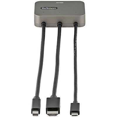 StarTech.com Adaptateur multiport vers HDMI 3 en 1, convertisseur vidéo 4K 60 Hz USB-C, HDMI ou Mini DP vers HDMI, adaptateur AV numérique pour salle de conférence