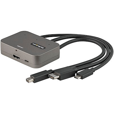 StarTech.com Adaptateur multiport vers HDMI 3 en 1, convertisseur vidéo 4K 60 Hz USB-C, HDMI ou Mini DP vers HDMI, adaptateur AV numérique pour salle de conférence