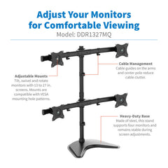 Support de moniteur de bureau pour téléviseur, inclinaison pivotante à quatre écrans, 13 à 27 pouces