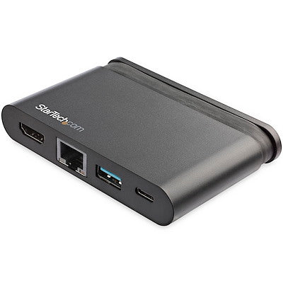 StarTech.com Adaptateur multiport USB C - Station d'accueil de voyage USB-C vers HDMI 4K, 100 W PD 3.0 Pass-Through, USB-A USB-C, GbE - Station d'accueil USB Type-C portable