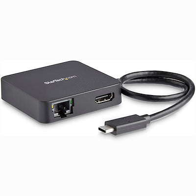 StarTech.com Adaptateur multiport USB C - Mini station d'accueil USB Type-C portable vers vidéo HDMI 4K UHD - GbE, hub USB 3.0 - Compatible Thunderbolt 3 