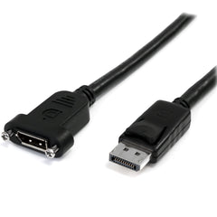 StarTech.com 3ft (1m) Panel Mount DisplayPort Cable, 4K x 2K Video, DisplayPort 1.2 Extension Cable Male to Female, DP Extender Cord