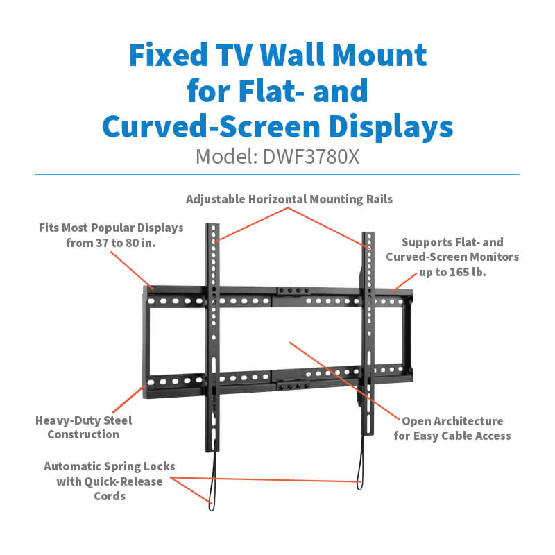 Tripp Lite DWF3780X Support mural pour TV, écran incurvé, écran plat, moniteur, cinéma maison, HDTV – Noir