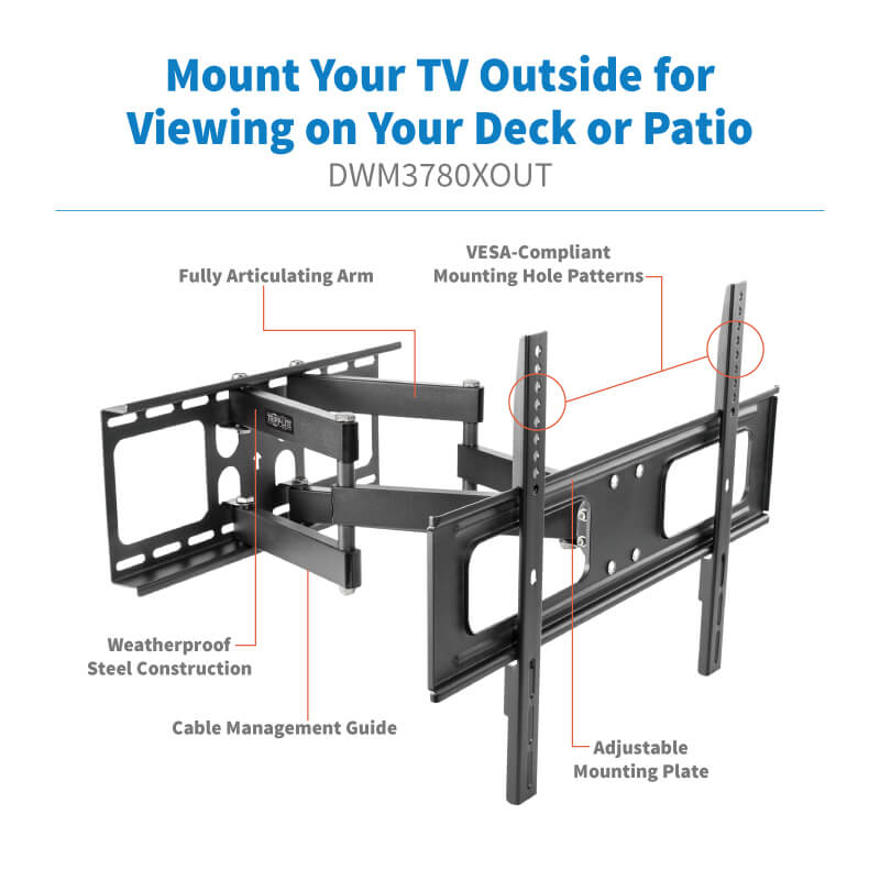 Tripp Lite DWM3780XOUT Support mural pour TV HD, moniteur, écran plat - Noir