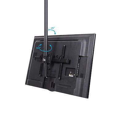 StarTech.com Ceiling TV Mount - 3.5' to 5' Pole - 32 to 75" TVs with a weight capacity of up to 110 lb. (50 kg) - Telescopic pole can extend from 42" to 61" (1060 to 1560 mm) - Ceiling mount swivels +60 /-60 degrees to adjust to your ceiling - Swivel the