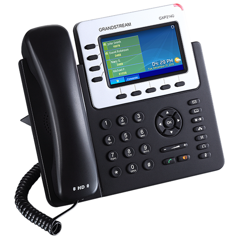 Téléphone IP Grandstream GXP2140 - Avec/sans fil - Avec fil - Bluetooth - Montage mural - Noir