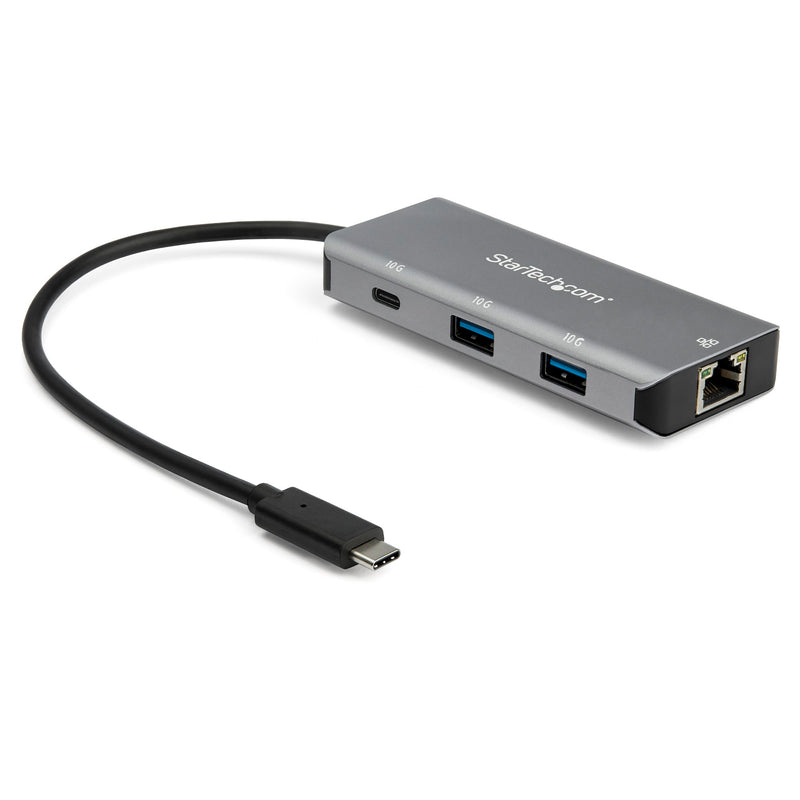 Portable 3 port USB-C hub w/ Gigabit Ethernet RJ45 - USB Type-C host laptop to 1