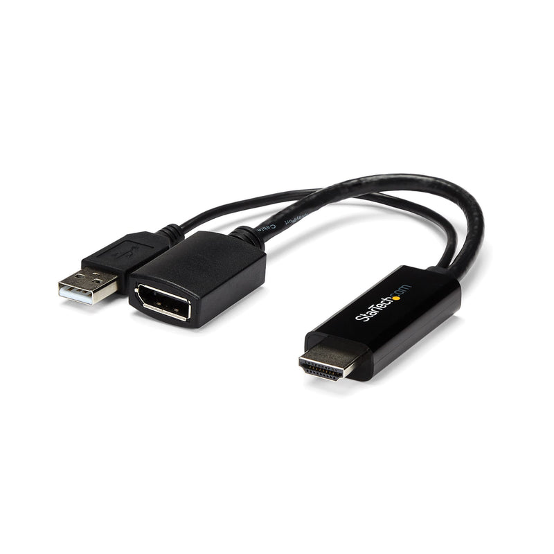 Connect an HDMI laptop or desktop to a DisplayPort monitor, using this compact,