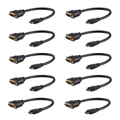 StarTech.com 8in (20cm) HDMI to DVI Adapter, DVI-D to HDMI (1920x1200p), 10 Pack, HDMI Male to DVI-D Female Cable, HDMI to DVI Cord, Black