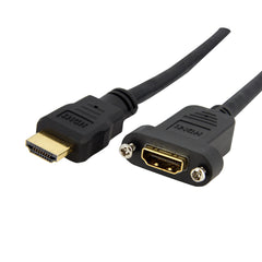 StarTech.com 3ft HDMI Female to Male Adapter, 4K High Speed Panel Mount HDMI Cable, HDMI Female to Male, HDMI Panel Mount Connector Cable