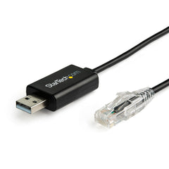Connectez un câble de console USB Cisco de 6 pieds / 1,8 m à un ordinateur portable équipé d'un port USB 2.0 à une prise RJ45.