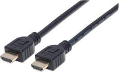 Manhattan HDMI Cable with Ethernet (CL3 rated, suitable for In-Wall use), 4K@60Hz (Premium High Speed), 1m, Male to Male, Black, Ultra HD 4k x 2k, In-Wall rated, Fully Shielded, Gold Plated Contacts, Lifetime Warranty, Polybag