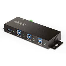 StarTech.com Hub USB géré à 7 ports, boîtier industriel en métal robuste, protection ESD et contre les surtensions, montable sur mur/bureau/rail DIN, USB 5 Gbit/s 