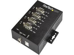 StarTech.com USB to RS232/RS485/RS422 4 Port Serial Hub Adapter - Industrial Metal USB 2.0 to DB9 Serial Converter - Din Rail Mountable