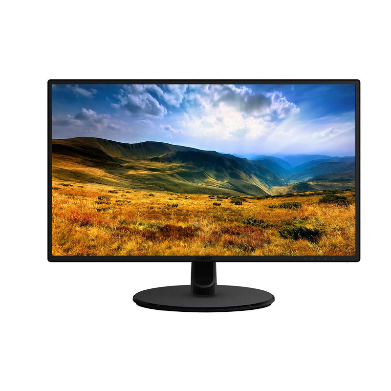 Black 27-inch IPS LED LCD with narrow bezel, wide viewing angles, VGA, DVI input