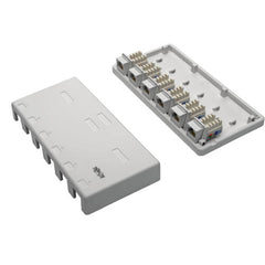 Pre-Configured Unshielded Cat6 6-Port Surface-Mount Box, 110 IDC, RJ45, White