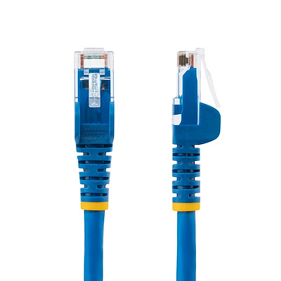 StarTech.com Câble Ethernet CAT6 15 cm, LSZH (faible fumée, zéro halogène), 10 GbE sans accroc, 100 W PoE UTP RJ45, cordon de brassage réseau bleu, ETL